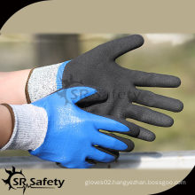 SRSAFETY 13G gauge black nylon and glassfibre liner full coated double layer nitrile, safety working gloves with cut resistant